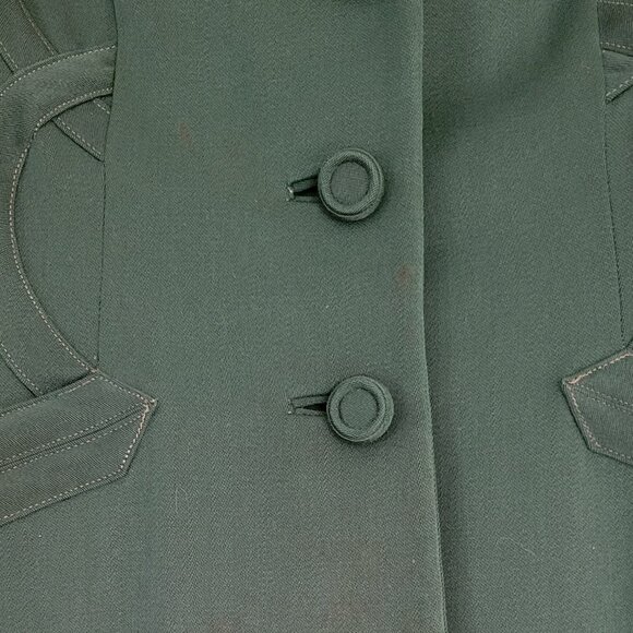 Vintage 1940s/50s Emerald Green Blazer | Appliqué Detail | Rockabilly Pinup - Picture 4 of 11